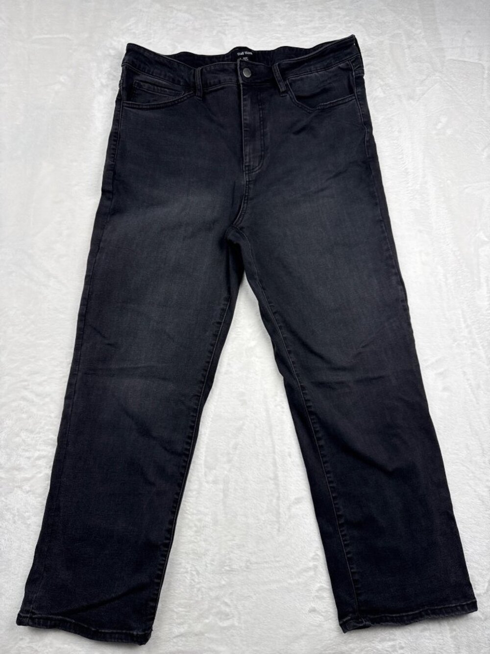 Well Worn Womens Black Straight-Leg Jeans Size 14/34 Viscose Blend